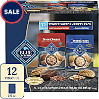 Blue Buffalo Tender Shreds Tasty Chicken and Beef & Chicken Topper Natural Dog Food Complement Varity Pack