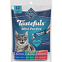 Blue Buffalo Tastefuls Mini Purees Chicken,Tuna,Salmon Adult Cat Natural Single-Serving Snack Variety Pack