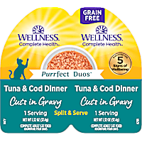 Wellness Complete Health Purrfect Duos Cuts in Gravy Tuna & Cod Wet Cat Food