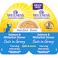 Wellness Complete Health Purrfect Duos Cuts in Gravy Salmon & Whitefish Recipe Adult Wet Cat Food