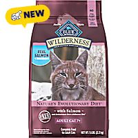 Blue Buffalo Wilderness High-Protein & Grain-Free Natural Ingredients, Salmon Dry Food for Mature 7+ Adult Cats