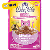 Wellness Appetizing Entrees Protein-Rich, Grain Free Chicken & Lamb Recipe Kitten Mousse Wet Food