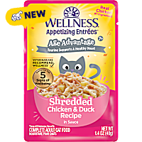 Wellness Appetizing Entrees Protein-Rich Chicken & Duck Recipe Age Advantage Shredded Wet Cat Food