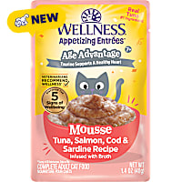 Wellness Appetizing Entrees Tuna, Salmon, Cod & Sardine Recipe Age Advantage Mousse Wet Cat Food