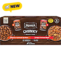 Merrick Chunky Grain Free with Big Texas Steak Tips Dinner and Pappy's Pot Roast Premium Canned Dog Food Variety Pack