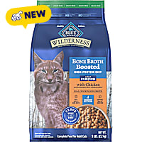 Blue Buffalo Wilderness Chicken Bone Broth Boosted High-Protein Diet, Grain-Free Dry Food for Adult Indoor Cats
