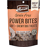 Merrick Power Bites Grain Free Snack with Real Salmon Recipe Natural Soft and Chewy Real Meat Dog Treats