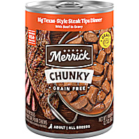 Merrick Grain Free Chunky Big Texas Steak Tips Dinner Canned Dog Food