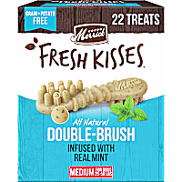 Merrick Fresh Kisses Natural Dental Chews Toothbrush Shape Treat Infused with Real Mint for Medium Dogs