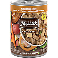 Merrick Grain Free Premium Soft and Wholesome Wilderness Blend Recipe Canned Adult Wet Dog Food