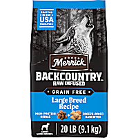 Merrick Backcountry Grain Free Kibble with Freeze Dried Raw Pieces, Large Breed Recipe Adult Dry Dog Food