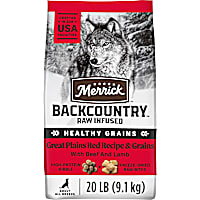 Merrick Backcountry Healthy Grains Kibble with Freeze Dried Raw Pieces, Great Plains Red Meat Recipe Dog Food