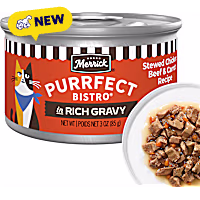 Merrick Purrfect Bistro Stewed Chicken, Beef and Carrot Recipe in Gravy, High Protein Natural Wet Cat Food