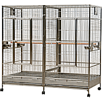A&E Cage Company X-Large Double Macaw Cage with Divider in Stainless Steel