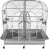 A&E Cage Company Double Macaw Cage with Removable Divider in Platinum