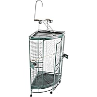 A&E Cage Company Medium Corner Cage with Playtop in Black