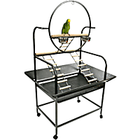 A&E Cage Company Platinum The "O" Parrot Play Stand with Ladder