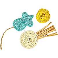 A&E Cage Company Nibbles Mouse, Ball and Lolipop Loofah Assortment