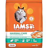 IAMS ProActive Health Adult Hairball Care Dry Cat Food with Chicken and Salmon Cat Kibble