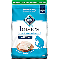 Blue Buffalo Basics Grain-Free Skin & Stomach Care, Limited Ingredient, Whitefish & Potato Recipe Dry Cat Food