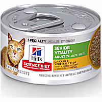 Hill's Science Diet Adult 7+ Senior Vitality, Chicken & Vegetable Stew Canned Wet Cat Food