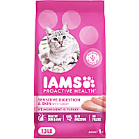 IAMS ProActive Health Adult Sensitive Digestion & Skin, Dry Cat Food with Turkey Cat Kibble