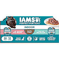 IAMS Perfect Portions Indoor Adult Grain Free Tuna and Salmon Recipe Wet Cat Food Cuts in Gravy Variety Pack