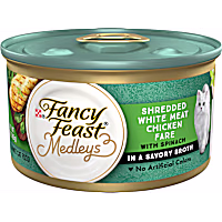 Fancy Feast Medleys Shredded White Meat Chicken Fare With Spinach in a Savory Broth Wet Cat Food