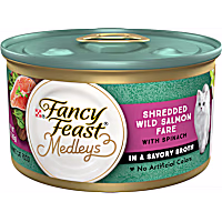 Fancy Feast Medleys Shredded Wild Salmon Fare With Spinach in a Savory Wet Cat Food