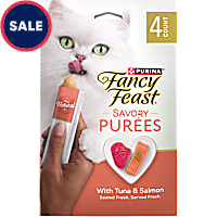Fancy Feast  Savory Puree Naturals With Natural Salmon & Tuna in Demi-Glace Squeezable Tube Cat Treats