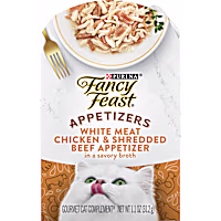Fancy Feast Lickable Grain Free White Meat Chicken & Shredded Beef Appetizer Cat Food Topper