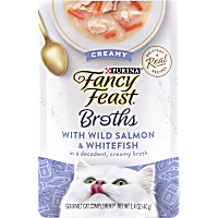 Fancy Feast Lickable Creamy Wild Salmon and Whitefish Wet Cat Food Broth Topper