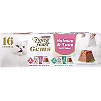 Purina Fancy Feast Gems Mousse Pate Salmon and Tuna Topped with Savory Gravy Wet Cat Food Variety Pack