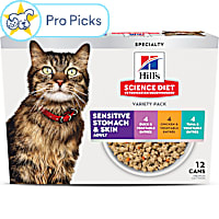 Hill's Science Diet Adult Sensitive Stomach & Sensitive Skin Chicken, Tuna & Duck Wet Cat Food Variety Pack