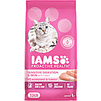 IAMS ProActive Health Adult Sensitive Digestion & Skin, Dry Cat Food with Turkey Cat Kibble