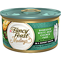 Fancy Feast Medleys Shredded White Meat Chicken Fare With Spinach in a Savory Broth Wet Cat Food