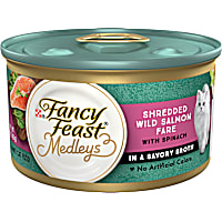 Fancy Feast Medleys Shredded Wild Salmon Fare With Spinach in a Savory Wet Cat Food