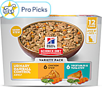 Hill's Science Diet Adult Urinary and Hairball Control Chicken & Tuna Stew Wet Cat Food Variety Pack