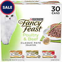 Fancy Feast Grain Free Poultry and Beef Feast Classic Collection Pate Wet Cat Food Variety Pack