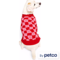 YOULY Pink & Red Checkered Pet Sweater