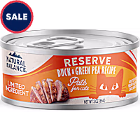 Natural Balance Limited Ingredient Reserve Wet Cat Food, Duck & Green Pea Pate Recipe