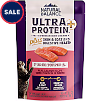 Natural Balance Ultra Protein Skin & Coat Digestive Health Real Salmon w/ Pumpkin Recipe Puree Topper Plus Wet Cat Food