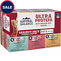 Natural Balance Ultra Protein Chicken, Duck and Salmon Wet Cat Food Pate Variety Pack