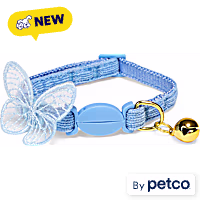 YOULY The Happy-Go-Lucky Blue Butterfly-Embellished Breakaway Cat Collar