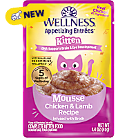 Wellness Appetizing Entrees Protein-Rich, Grain Free Chicken & Lamb Recipe Kitten Mousse Wet Food