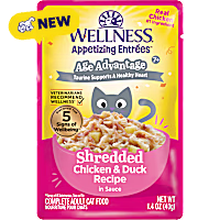 Wellness Appetizing Entrees Protein-Rich Chicken & Duck Recipe Age Advantage Shredded Wet Cat Food