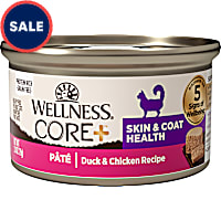 Wellness CORE+ Skin & Coat Natural Grain Free Duck & Chicken Pate Canned Wet Cat Food