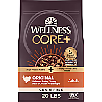 Wellness CORE+ Freeze Dried Pieces, Grain Free, High Protein, Original Turkey & Chicken Recipe Dry Dog Food