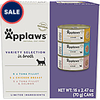Applaws Wet Cat Food, Variety Pack, Tuna Fillet, Chicken Breast, Tuna Fillet with Shrimp Broth