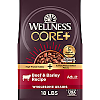 Wellness CORE+ Freeze Dried Pieces, High Protein, Beef & Barley Recipe Dry Dog Food
